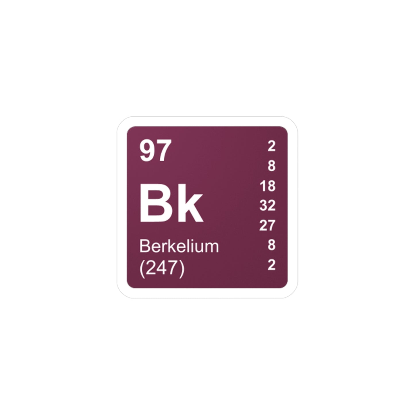 Vinyl Decals - (097) Berkelium Bk